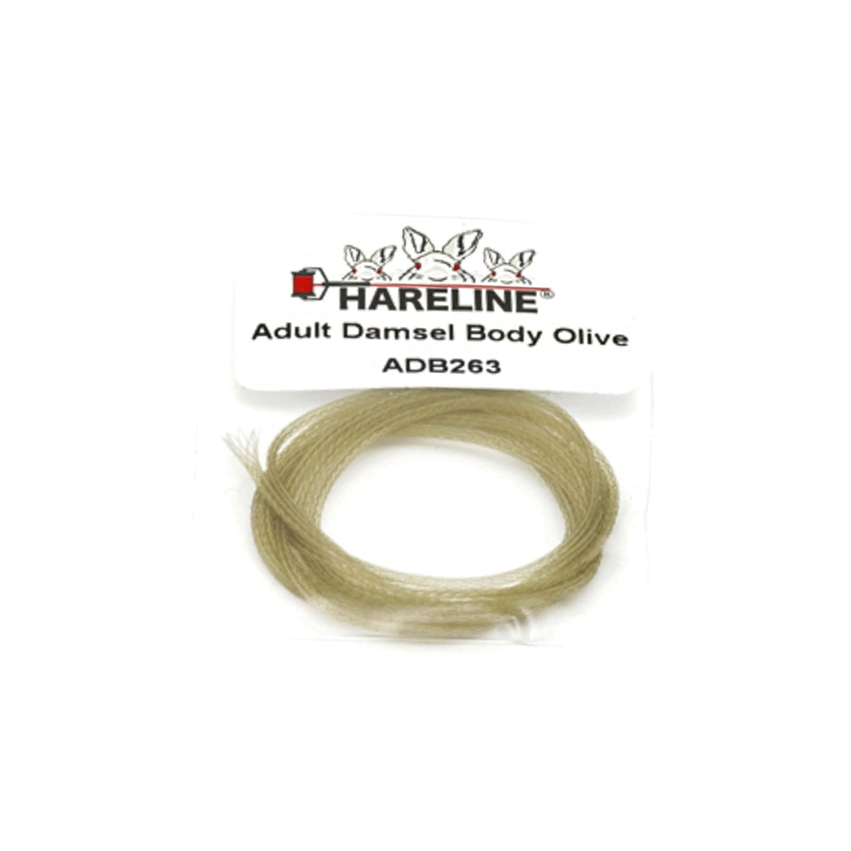 Hareline Damsel Body in olive provides a realistic damselfly profile for tied flies.
