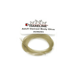 Hareline Damsel Body in olive provides a realistic damselfly profile for tied flies.