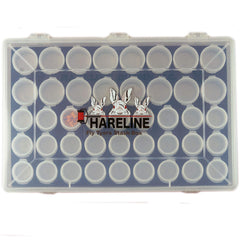 Hareline Dubbin Aeiniwer 43-pop-top stash box front view for organized hooks and beads.