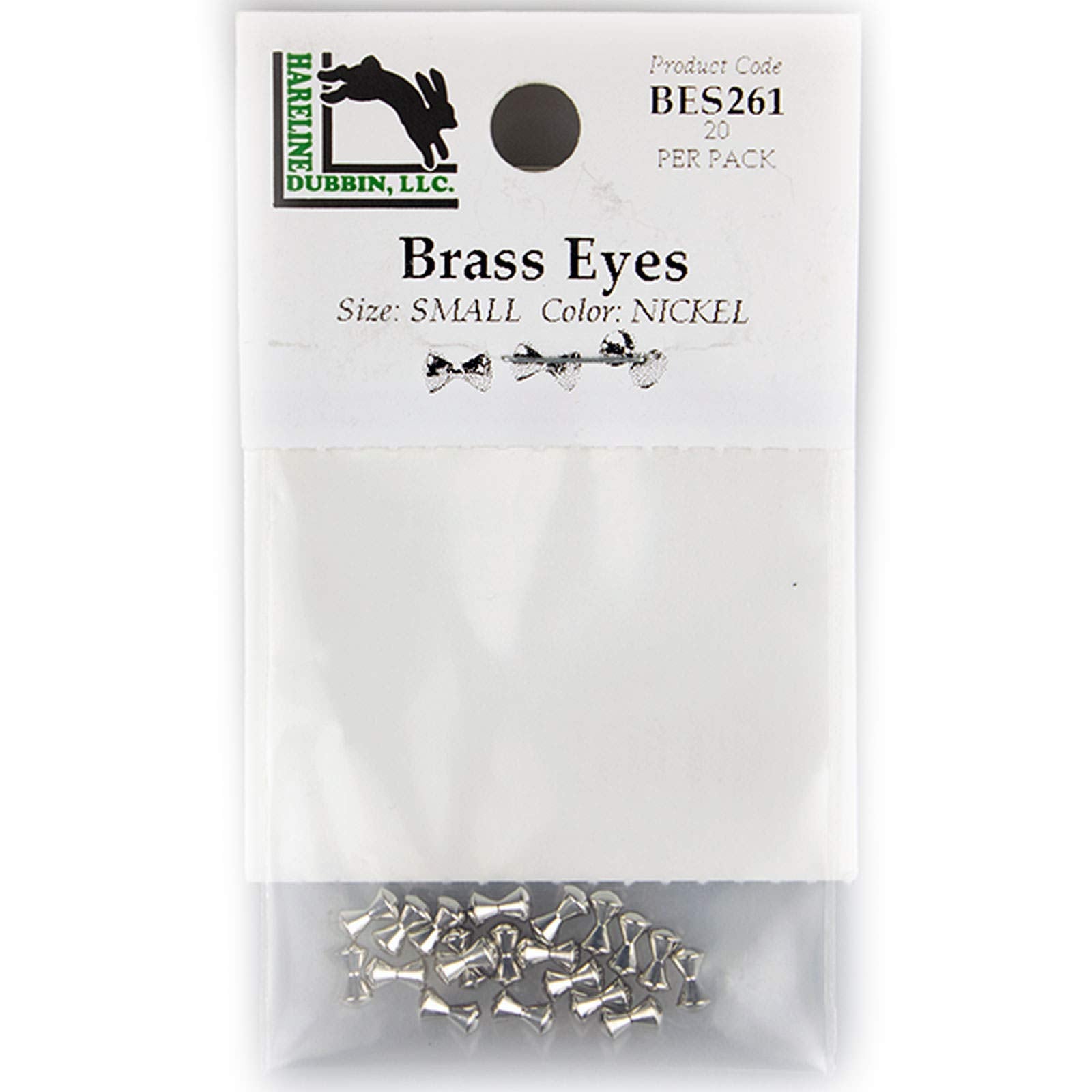 Hareline Dubbin brass eyes, small nickel finish, add weight for deeper fly presentations