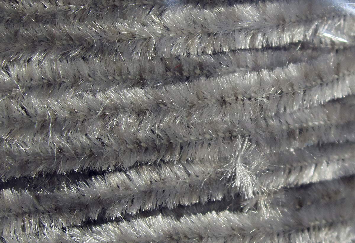 Hareline Dubbin chenille medium carded light gray for buggy, lifelike streamer and nymph bodies