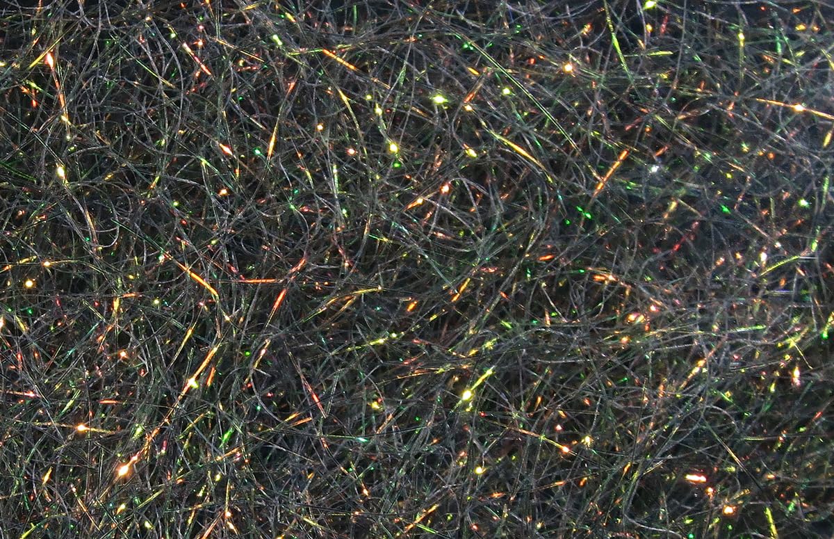 Hareline Ice Dub Peacock close-up showing sparkling fibers for high visibility