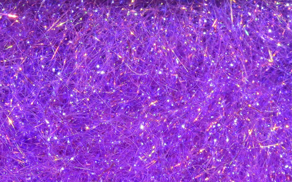 Hareline Dubbin Ice Dub Purple bottle shows soft shimmer for versatile fly tying.