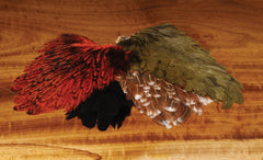 Hareline Dubbin India Hen Backs close-up feathers ideal for realistic streamers.
