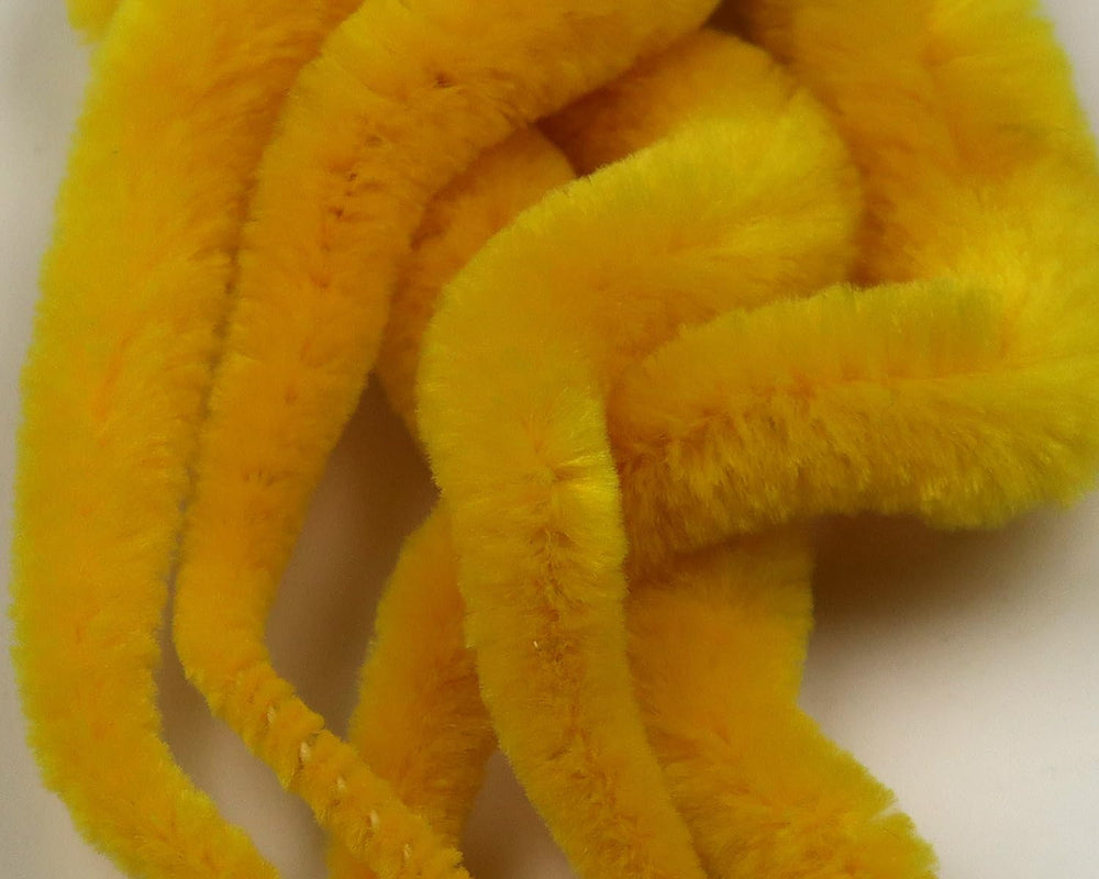 Hareline Dubbin Mangum's Mini Dragon Tail UV2 mustard yellow with lifelike movement for small streamers
