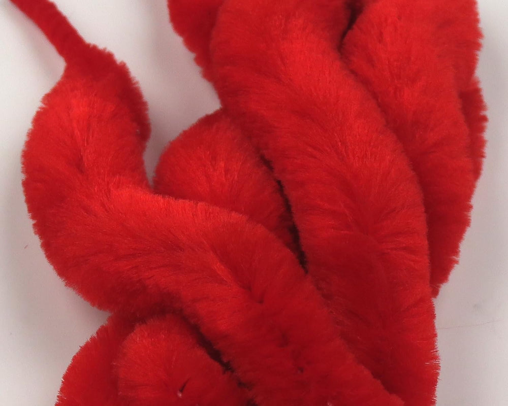 Hareline Mangum's Mini Dragon Tail UV2 Red 310 ready for lifelike streamer tying