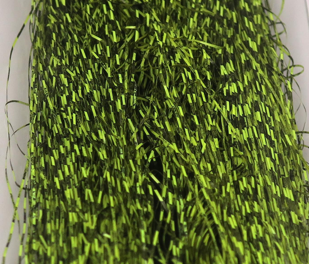 Hareline Dubbin micro barred voodoo fibers in black yellow create subtle striped realism.