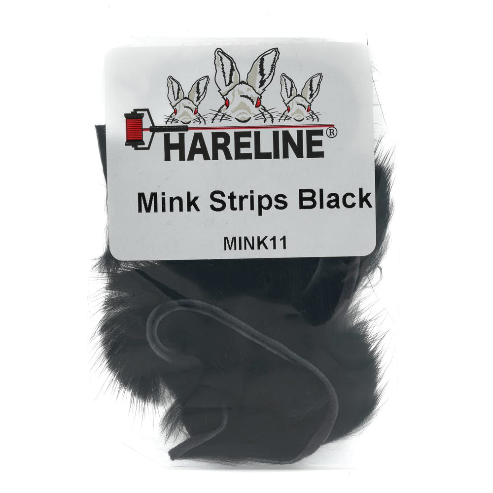 Hareline Dubbin Mink Strips Black close-up for lifelike streamer fur and subtle movement