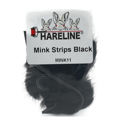 Hareline Dubbin Mink Strips Black close-up for lifelike streamer fur and subtle movement