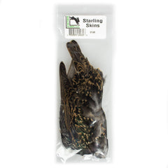 Hareline Dubbin Starling Skins hackle for wet flies with natural color and varied textures.