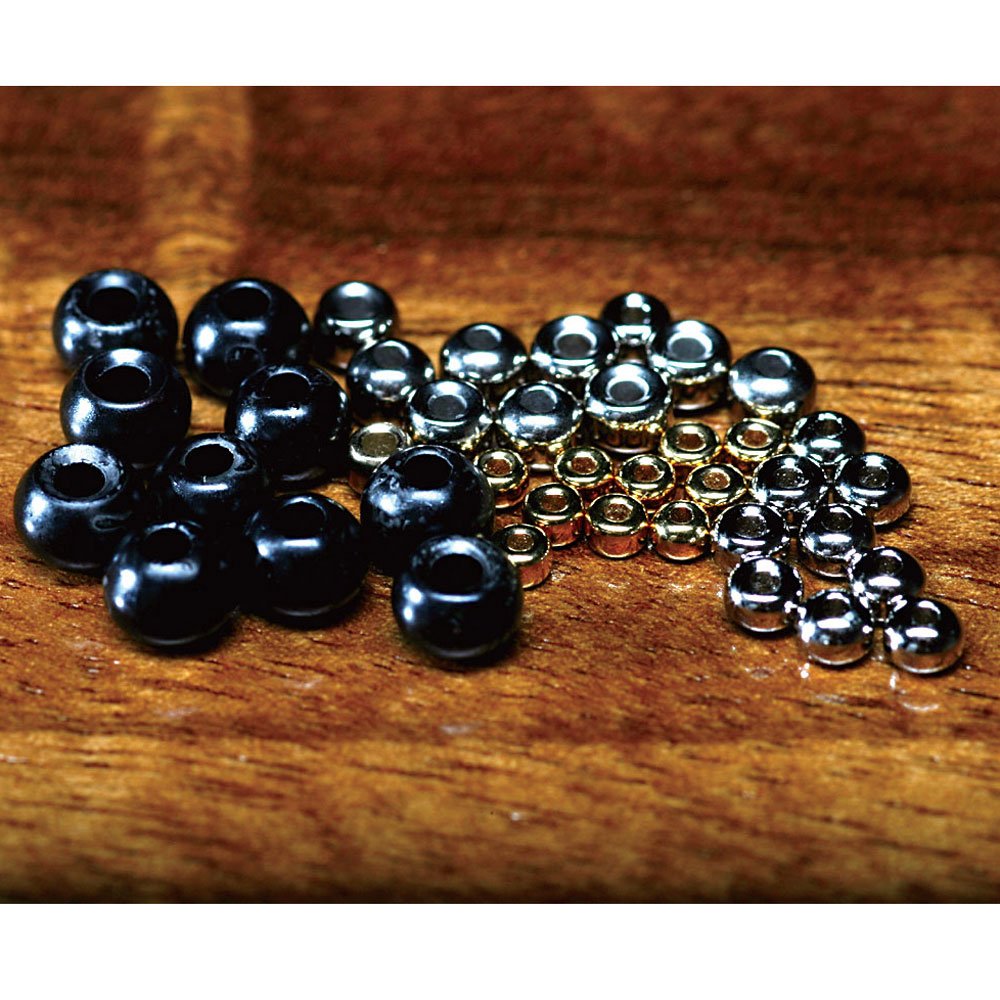 Hareline Dubbin tungsten beads for bead head flies, enabling fast sinking and smooth hook-bend movement