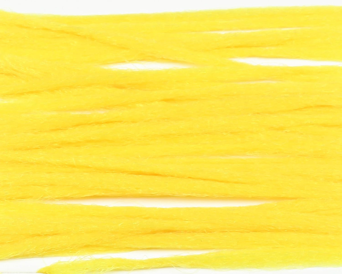 Hareline Dubbin yellow polypropylene yarn bottle for buoyant fly tying and easy handling