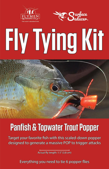 Hareline Flymen Panfish Topwater Popper tying kit for beginners, complete project.