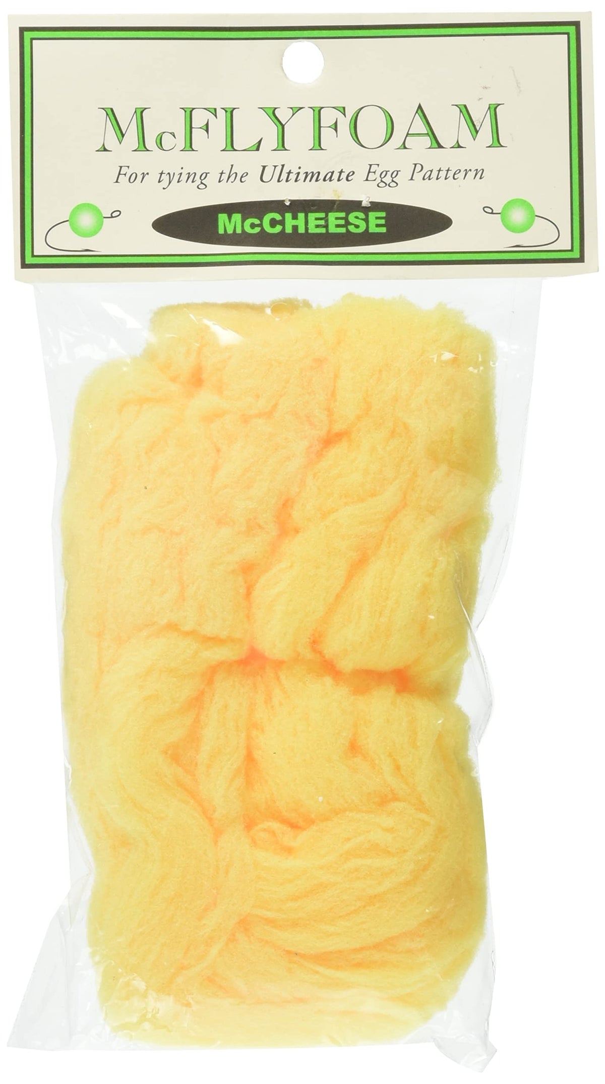 Hareline Foam McFly yarn with colorfast dyes for durable egg-pattern work.