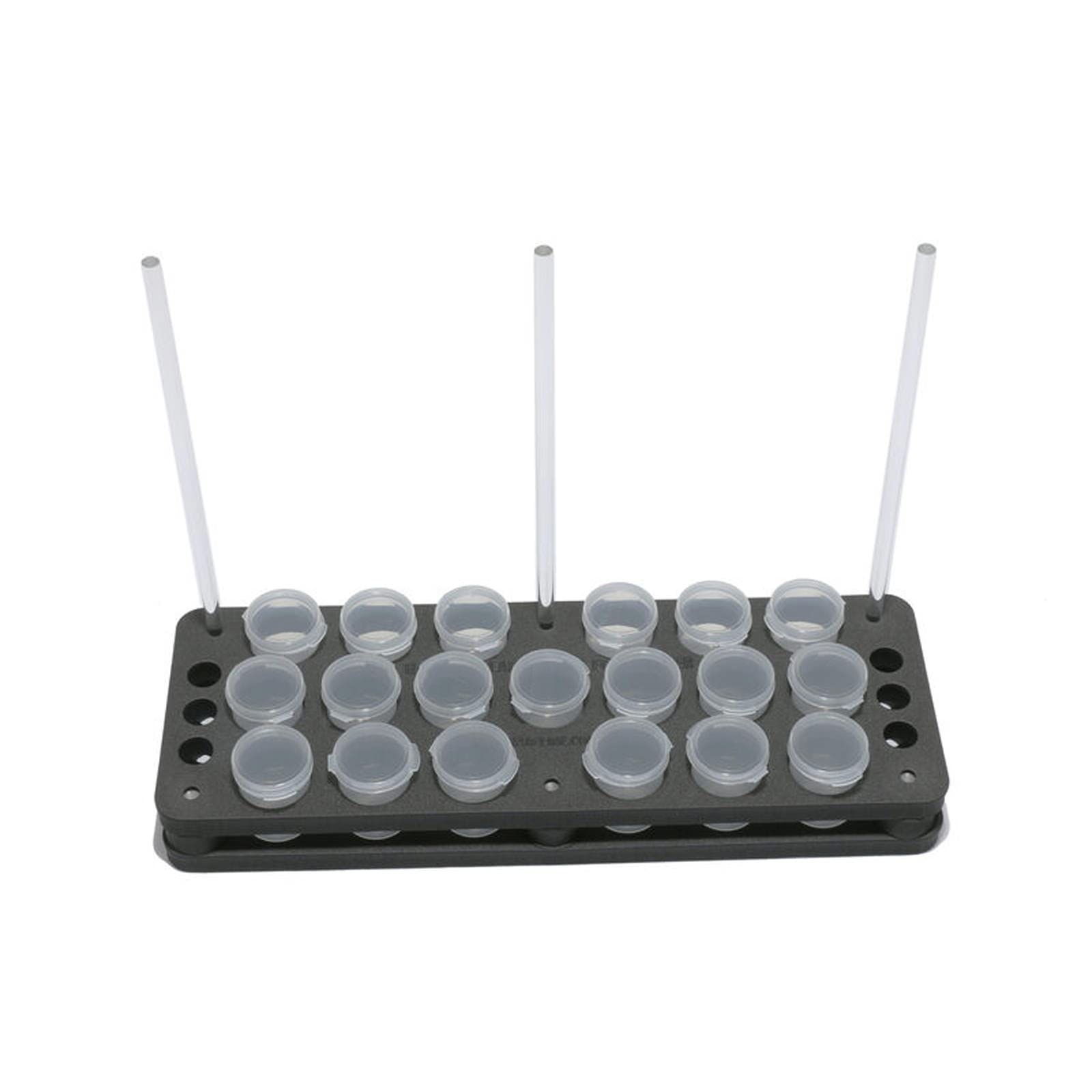 Hareline Foamanizer 12-inch module front view showing organized tube storage.