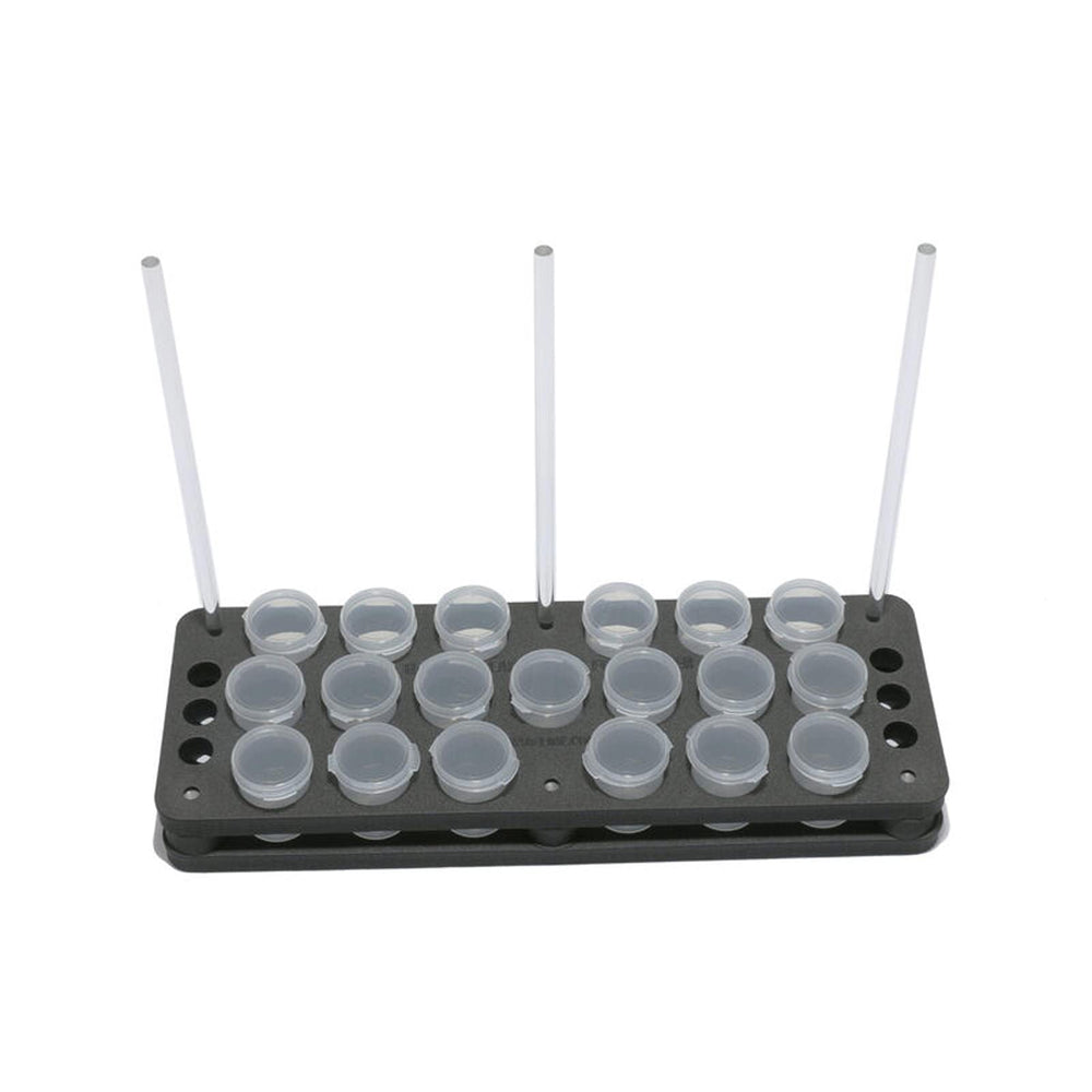 Hareline Foamanizer 12-inch module front view showing organized tube storage.