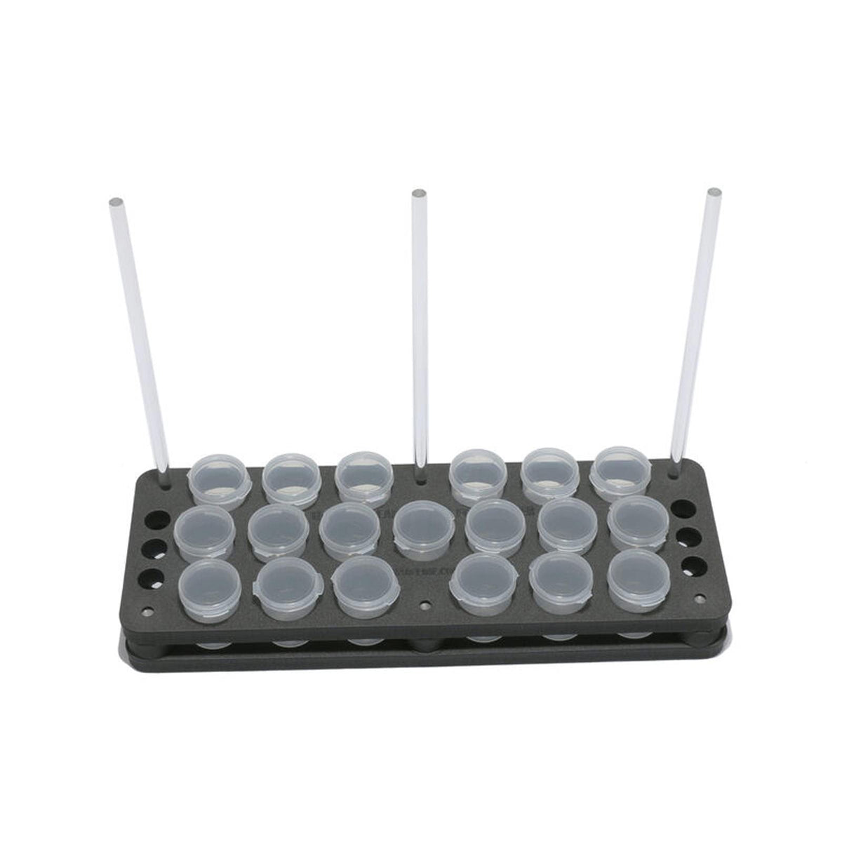 Hareline Foamanizer 12-inch module front view showing organized tube storage.