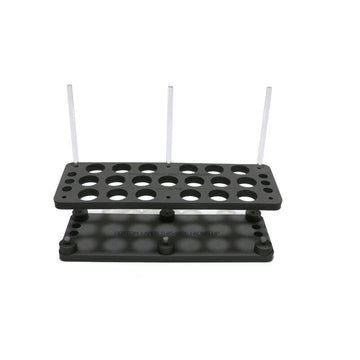 Hareline Foamanizer 12-inch module tubes neatly organized for quick reach.