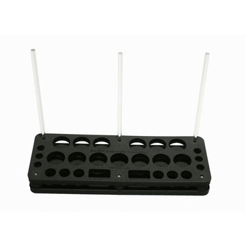 Hareline Foamanizer 12in bottle holes securely hold resin bottles during transport