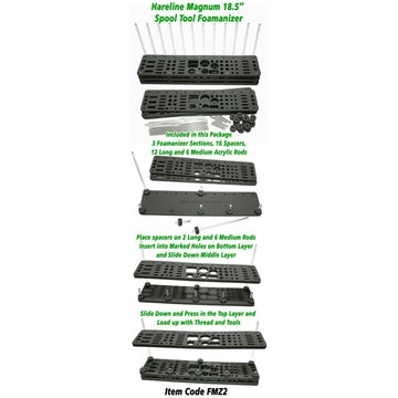 Hareline Foamanizer eighteen-point-five-inch module maximizes storage options.