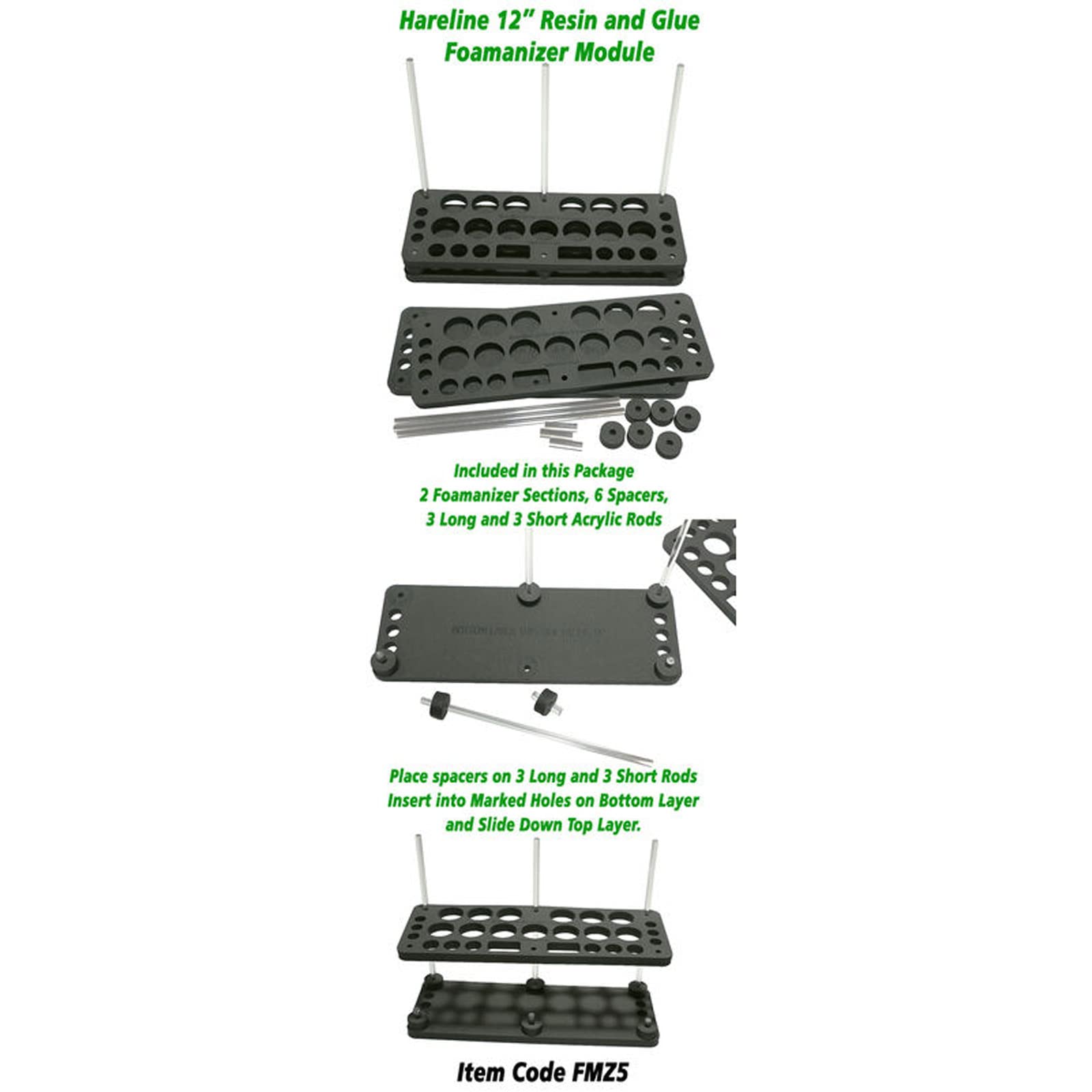 Hareline Foamanizer offers versatile storage for resin glue bottles