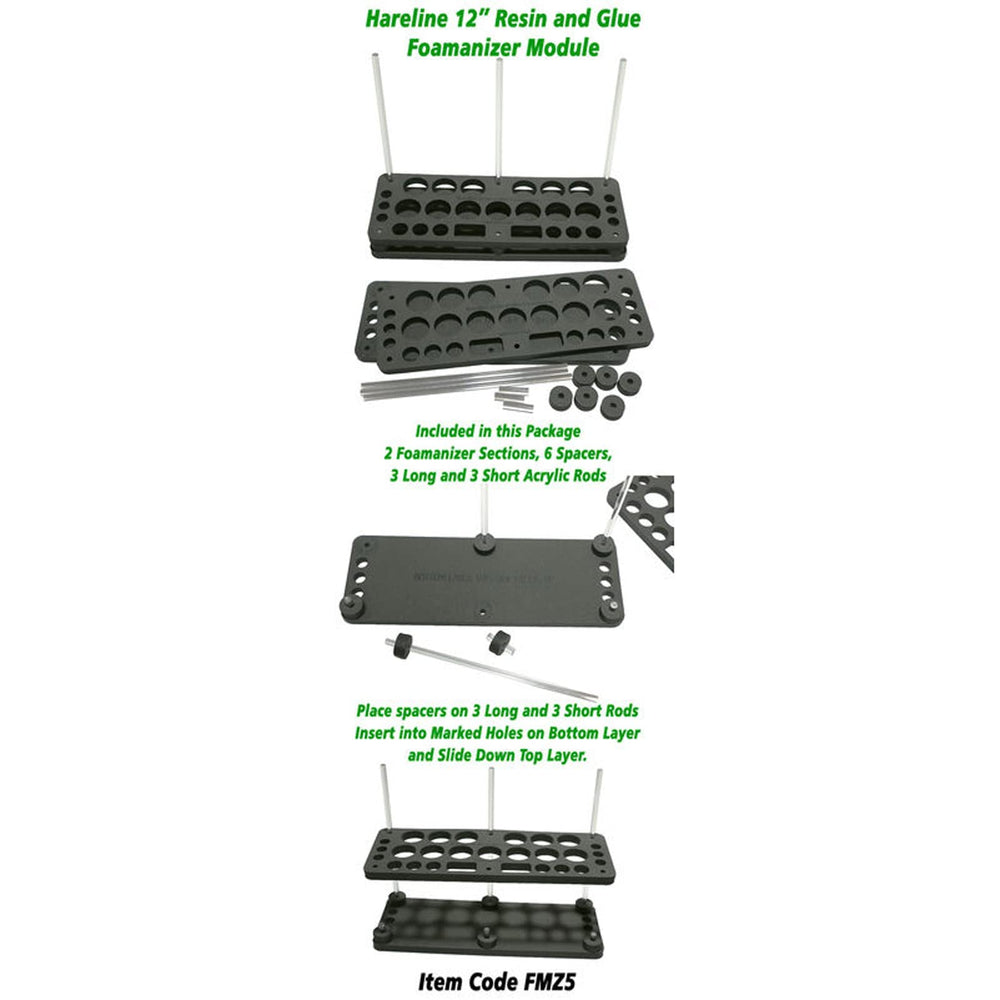 Hareline Foamanizer offers versatile storage for resin glue bottles