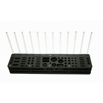 Hareline Foamanizer spool organization keeps spools neatly stored on the module.