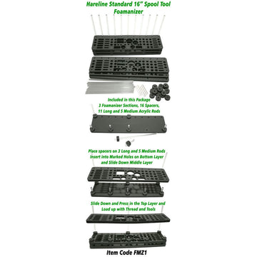 Hareline Foamanizer durable foam insert offers lightweight, sturdy organization.