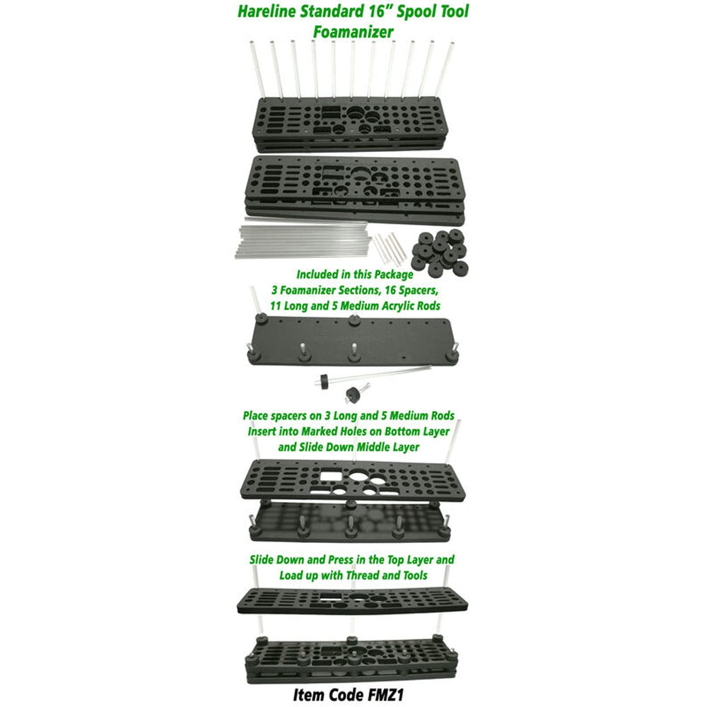 Hareline Foamanizer durable foam insert offers lightweight, sturdy organization.