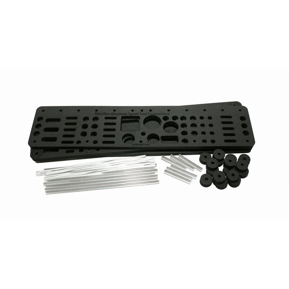 Hareline Foamanizer tool compartment holds pliers and cutters for quick access.