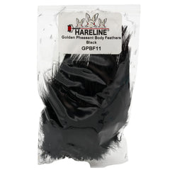 Hareline Golden Pheasant Body Feathers 11 Black for versatile fly tying and lifelike bodies