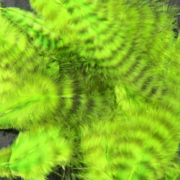 Hareline Grizzly Marabou Chartreuse fibers, close-up reveal vibrant color for varied streamer ties.