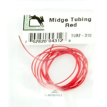 Hareline Hollow Tubing Midge Red three sizes shown for versatile fly tying.