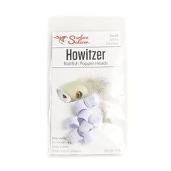 Hareline Howitzer baitfish popper head in white enhances realistic minnow mimicry for fly tying