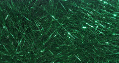 Hareline Ice Dub Emerald Green bottle close-up highlighting shimmering fibers for water visibility