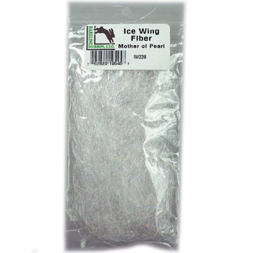 Hareline Ice Wing Fiber in mother of pearl for sparkling freshwater and saltwater flies.