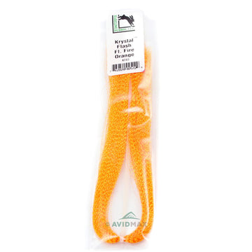 Hareline Krystal Flash Fluorescent Fire Orange bead for attracting fish.