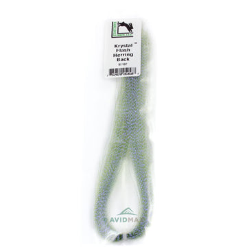 Hareline Krystal Flash Herring Back shines with vibrant beads for eye-catching fly patterns