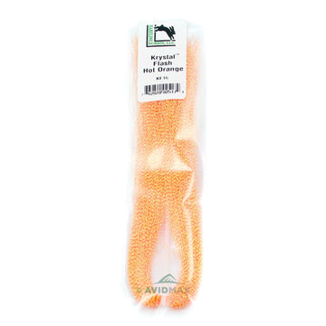 Hareline Krystal Flash Hot Orange beads boost visibility, improving pattern attraction for fishing.