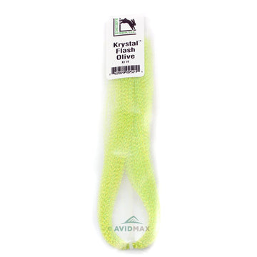 Hareline Krystal Flash Olive for brighter patterns that attract fish and improve visibility