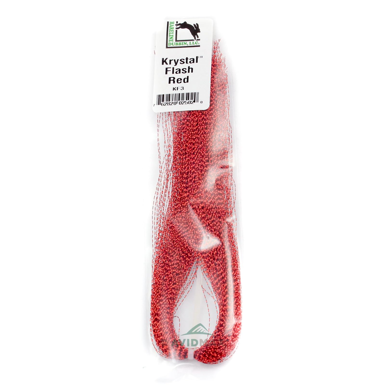 Hareline Krystal Flash Red lure with light beads improves visibility for various patterns.