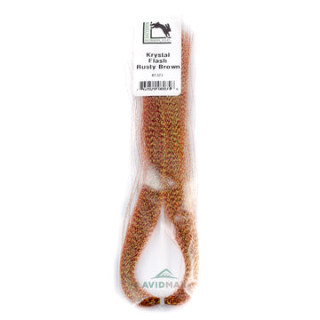 Hareline Krystal Flash Rusty Brown adds vibrant flash to flies for visibility