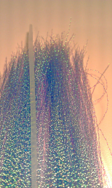 Hareline Krystal Flash Smolt Blue close-up shows sparkle for visibility.