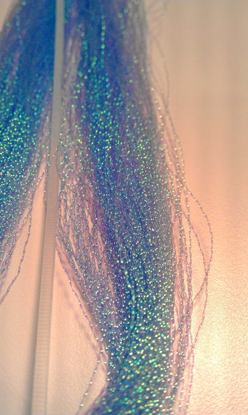 Hareline Krystal Flash Smolt Blue fly-pattern idea close-up.