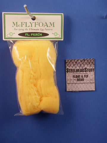 Hareline McFlyfoam fluorescent peach yarn for quick egg ties and clean shapes.