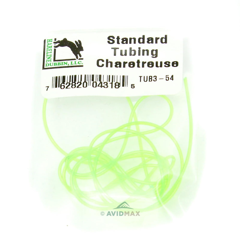 Hareline Midge hollow tubing chartreuse in use for nymph and stonefly patterns