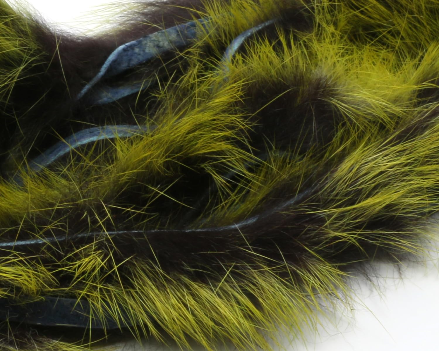 Hareline Polychrome Rabbit Strips in black yellow chartreuse for bold streamer colors