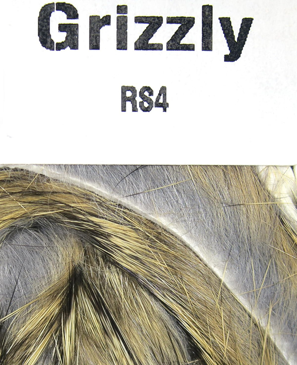 Hareline Rabbit Strips Grizzly front view with natural fur for lifelike streamers