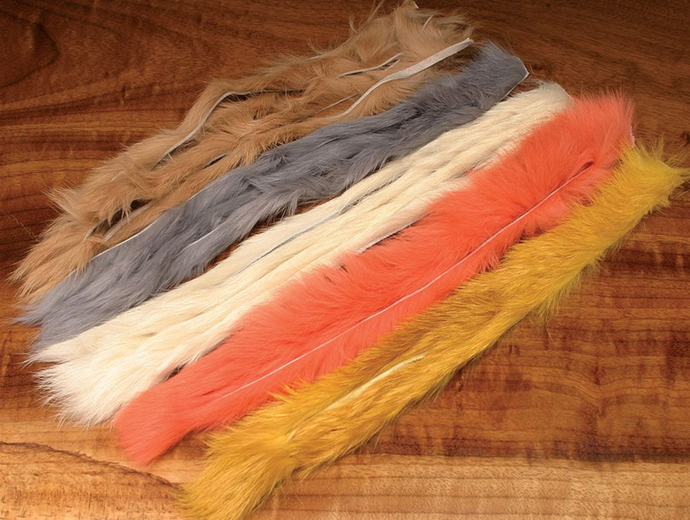 Hareline Rabbit Strips Salmon Pink zonker cut for lifelike streamer action