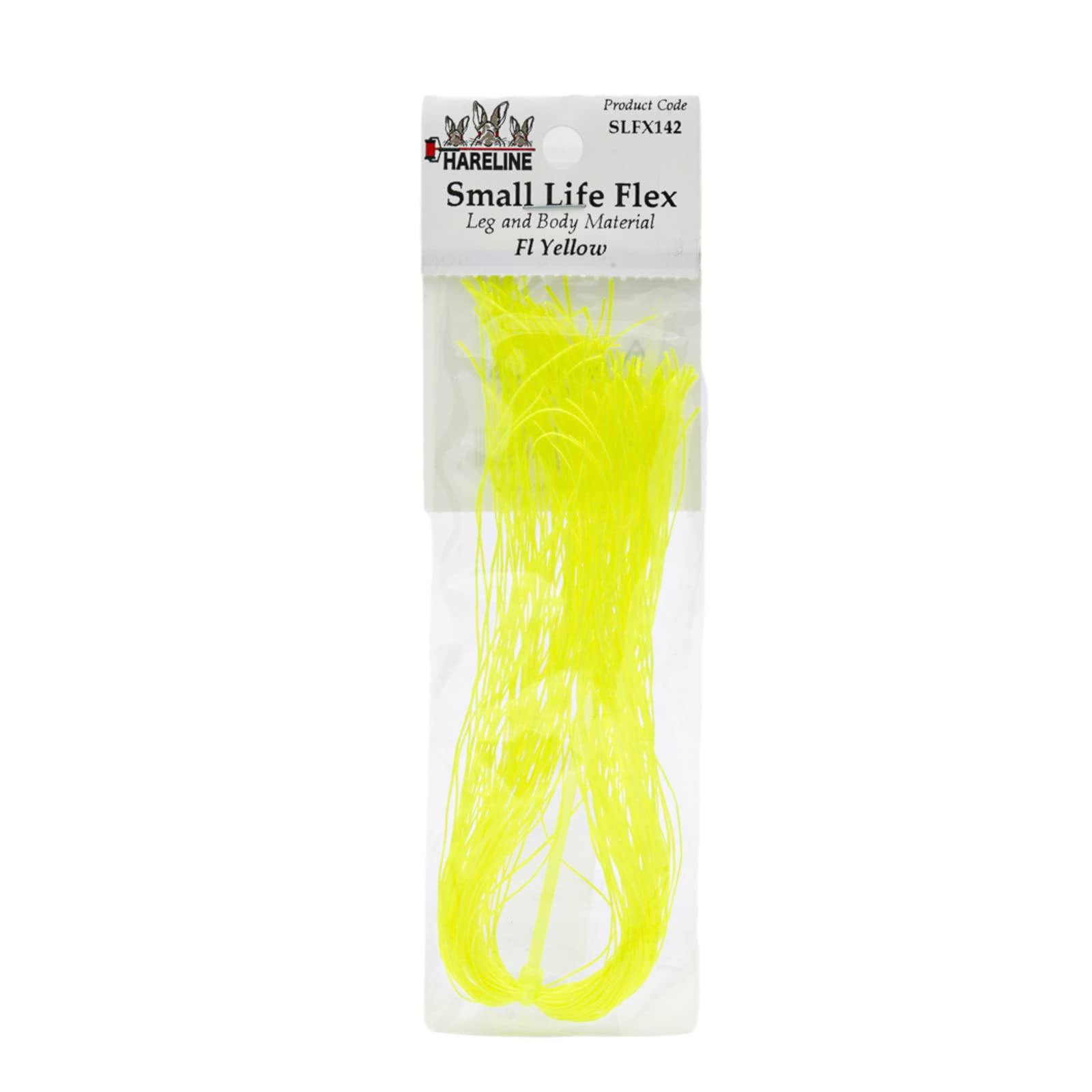 Hareline Small Life-Flex fly-tying in fluorescent yellow demonstrates natural movement for nymphs.